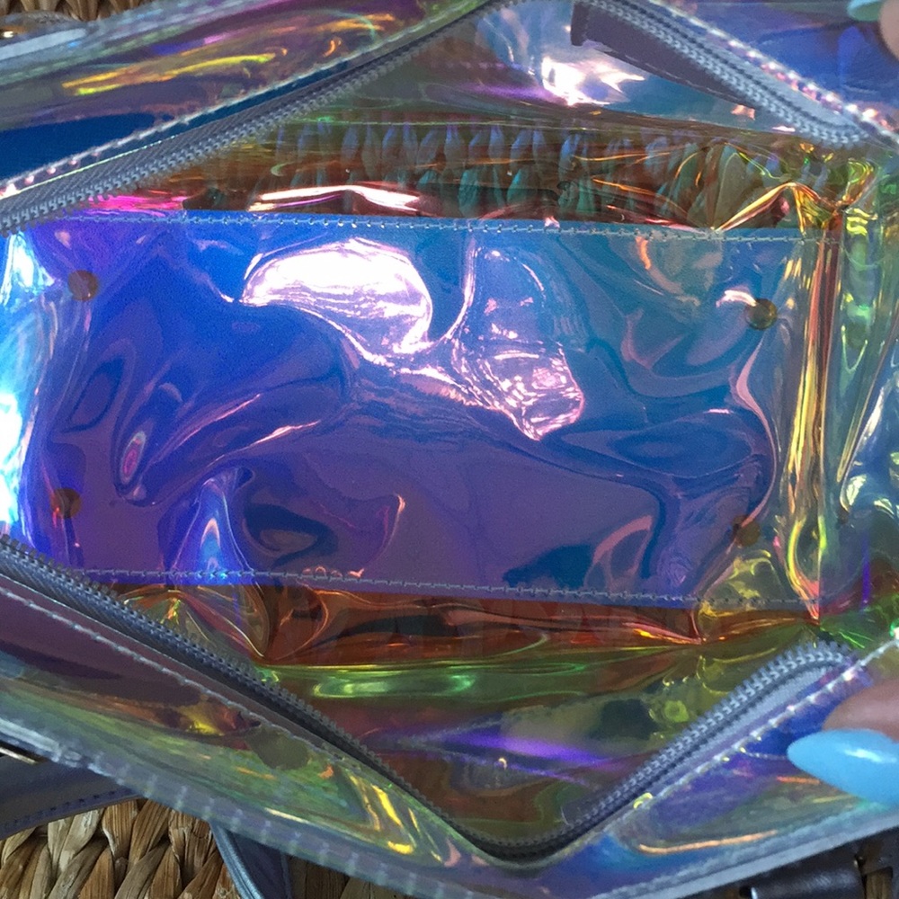 Silver Faux Leather Holographic Handbag - Picture 8 of 8